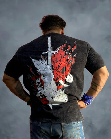 Oni Warrior Acid Wash Oversized T-Shirt
