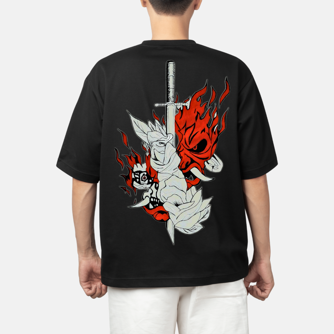Oni Warrior Acid Wash Oversized T-Shirt